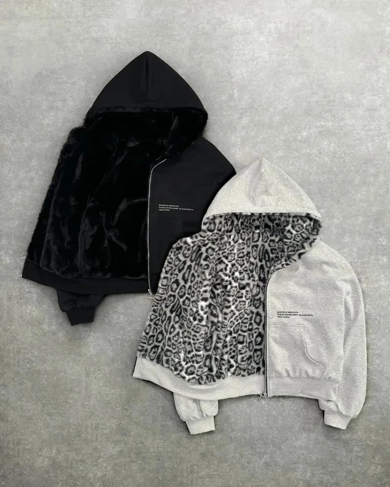 REVERSIBLE LEOPARD HOODIE
