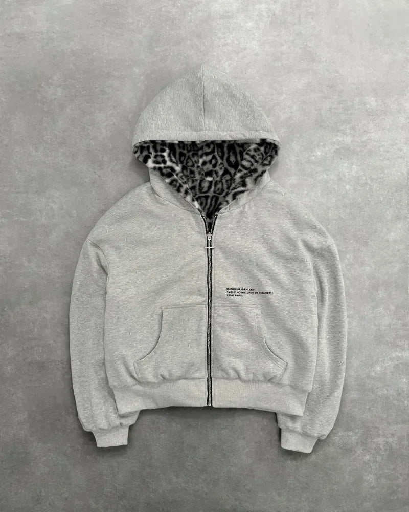 REVERSIBLE LEOPARD HOODIE